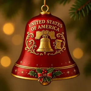 US 250th Anniversary Commemorative Bell Hanging Ornament Liberty Bell Christmas Tree Decor