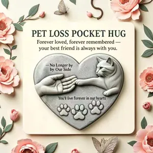 Pet Loss Memorial Pocket Hug Cat Heart Plaque Keepsake Bereavement Sympathy Gift Card