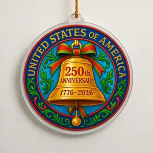US 250th anniversary acrylic hanging ornament patriotic bell holiday decoration pendant