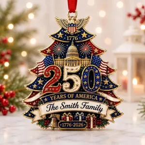 Adorno de árbol de navidad del 250 aniversario americano decoración familiar personalizada