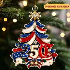 Adorno de árbol de Navidad de acrílico 250 aniversario de EE. UU. Colgante patriótico 2026