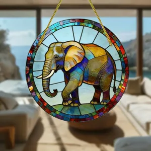 Runder Elefant Acryl Sonnenfänger Hängeornament für Indoor und Outdoor Fensterdekoration