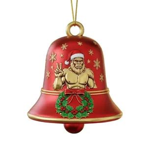 Christmas red bell hanging ornament with gorilla and festive decor pendant for holiday tree