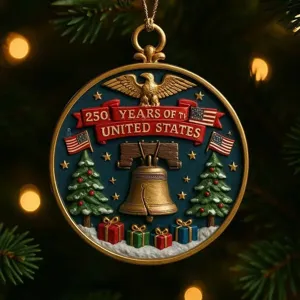 US 250th Anniversary Commemorative Ornament Liberty Bell Eagle Christmas Tree Pendant Decor