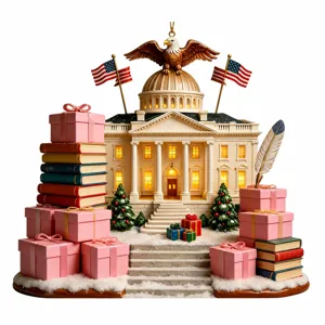 US 250th Anniversary Patriotic White House Ornament Independence Day Gift Box Decor