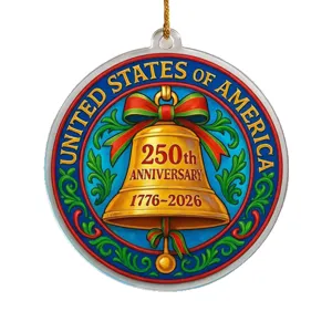 US 250th Anniversary commemorative hanging ornament, acrylic patriotic bell decoration pendant.