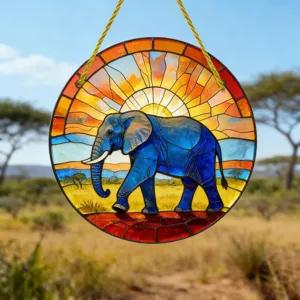 Acryl Elefant Buntglas Sonnenfänger Hängeanhänger für Innen und Außen Dekoration Detail Ansicht
