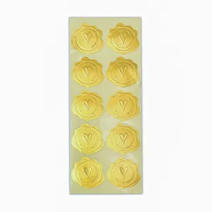 Pegatinas de sello de cera de papel de aluminio dorado vintage para sobres y regalos.