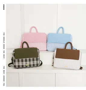 Fashion plaid laptop backpack school bag student casual style aesthetic computer rucksack.