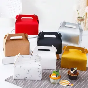 Cajas de embalaje de papel portátiles multicolores para panadería, pastelería y pasteles.