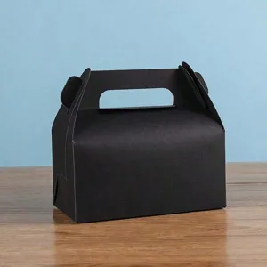 Caja de papel negra caja de embalaje de panadería para pastelería rollo de pastel para llevar.