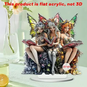Acrylic fairy desktop ornament, waterproof 2D tabletop decorative figure for home study.