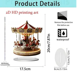 Christmas carousel acrylic decorative ornament detail specification and size display.