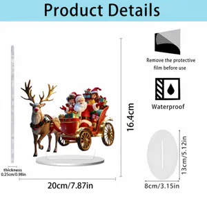 Christmas acrylic ornament desktop decoration 2D Santa Claus reindeer display props