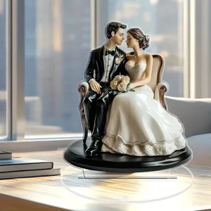 Figura de pareja de boda de acrílico decoración de escritorio romántica regalo ideal