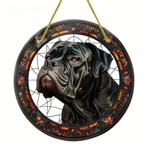 Acrylic dog hanging ornament round wall decor stained glass style pet memorial pendant gift