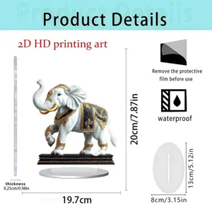 2D Acrylic Elephant Standee Creative Home Living Room Desktop Ornament Christmas Decoration Acrylic Tabletop Decor