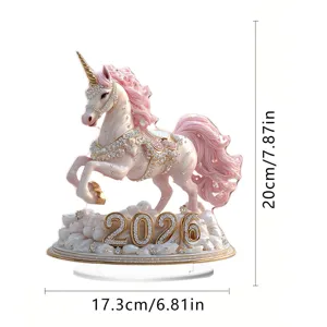 2026 Year of the Horse acrylic unicorn ornament desktop decoration for home bedroom study.