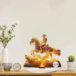 2D acrylic LED decorative night light cowboy horse book desk ornament for living room