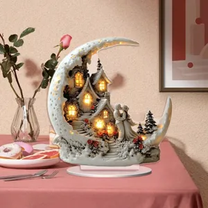 LED crescent moon night light romantic couple acrylic desktop decoration for Valentine's Day party