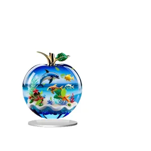 Crystal apple ocean dolphin ornament table decor for home living room festival display
