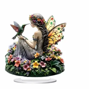 Acrylic fairy hummingbird desktop ornament 2D flat decorative home table display piece