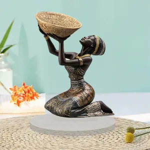 Acrylic Black Girl Figurine Tabletop Ornament 2D Flat Desk Decor African Woman Statue Home Decoration Art Craft Gift
