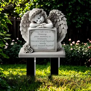 Easter Angel Tombstone Memorial Plaque Acrylic Garden Ground Insert Decoration Outdoor Yard Grave Marker Ornament