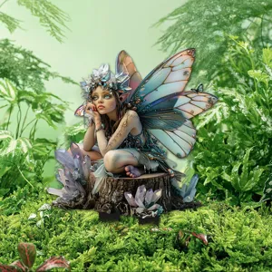 Acrílico Verde Selva Triste Duende Hada Con Alas Maceta Jardín Planta Prop Decorativo Inserto De Suelo Arte De Jardín