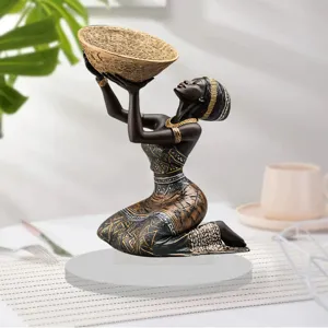 African woman figurine home decor resin ornament tabletop sculpture craft gift holiday style