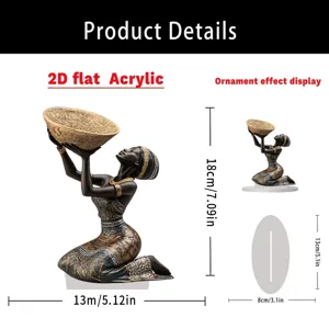 Details of 2D flat acrylic black girl home decor ornament showing size and visual effect.