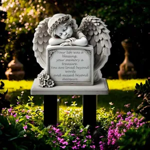 Memorial angel garden stake grave marker tribute plaque floral outdoor yard decor landscape