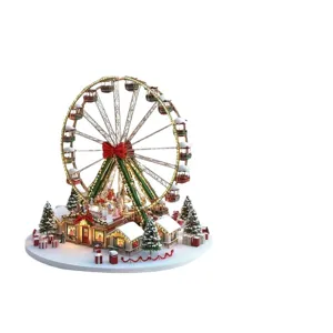 Christmas lighted ferris wheel village ornament acrylic desktop decoration for holiday party home