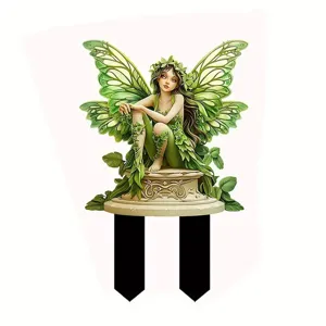 Acryl groen tuindecoratie fee paal detail, decoratief gazon bloempot ornament stuk.