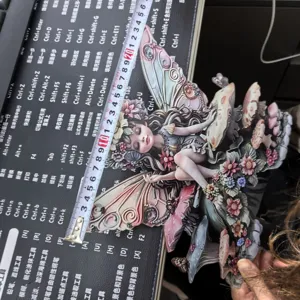 Piquet de jardin décoratif princesse fée avec champignon et fleur en résine colorée
