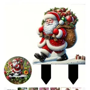 Kerstfeest acryl Kerstman tuin staak voor buiten gazon potplant feestelijke decoratie