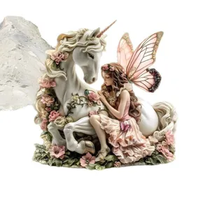 Pink fairy unicorn acrylic garden plant potted decoration outdoor yard ornament decor statue