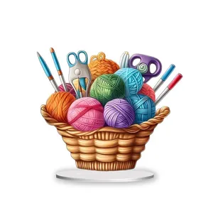 Cartoon yarn basket acrylic stand desk decoration room home decor cute craft ornament display
