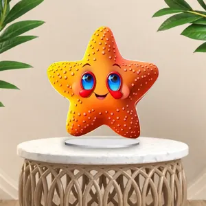 Cartoon starfish acrylic standee desktop ornament detail view, cute home decor item.
