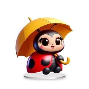Cute cartoon ladybug acrylic standee detail view, perfect desktop decoration and gift ornament.