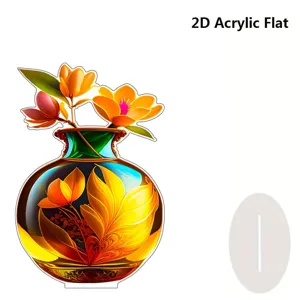 2D Acrylic Flower Vase Standee Desktop Ornament Home Room Decor Gift Table Decoration