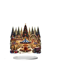 Christmas acrylic ornament desktop decoration festive carnival scene with display stand