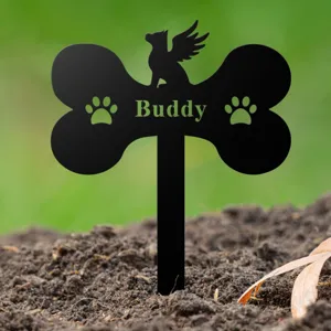 Paletto da Giardino Commemorativo per Animali Domestici in Acrilico a Forma di Osso di Cane Targa Commemorativa per Decorazione Vaso