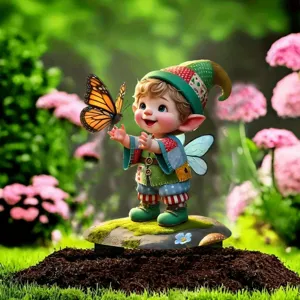 Acrylic Gnome Butterfly Garden Stake Waterproof Outdoor Yard Lawn Decorative Sign Fantasy Elf Plant Pot Insert