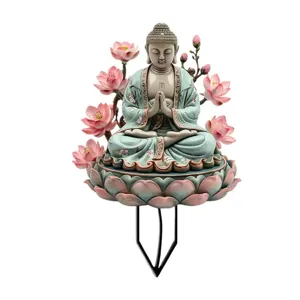 Paletto da giardino decorativo con Buddha e loto per decorare cortili esterni.