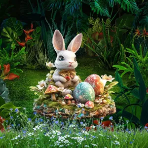 Πασχαλινό κουνέλι αυγό πάσσαλος εδάφους κήπου, χαριτωμένο ζωάκι για γλάστρες.