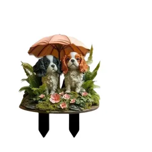 Paletto da giardino Cavalier King Charles Spaniel decorazione per vaso dettaglio vista