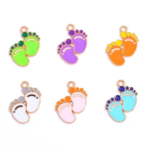 Pendentifs breloques empreintes de bébé en émail alliage pour colliers et bracelets