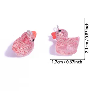 Süße rosa Glitzer Harz Ente Anhänger, kleine DIY Schmuck Accessoires für Halsketten.