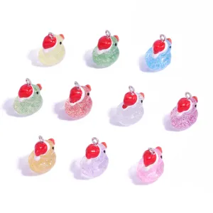 Bunte Glitzer Harz Santa Ente Anhänger DIY Schmuck Zubehör Schlüsselanhänger.